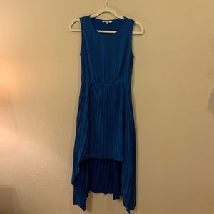 Blue high low dress.